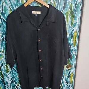 Vintage Tommy Bahama Black 100% Silk Shirt - Size XL